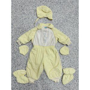 Vintage Toddle Time Baby 2T Snow Warmer Suit Mittens Booties Yellow Giraffe